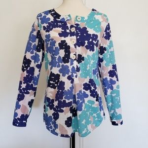 Boden Blue Floral Large Button Tunic Top